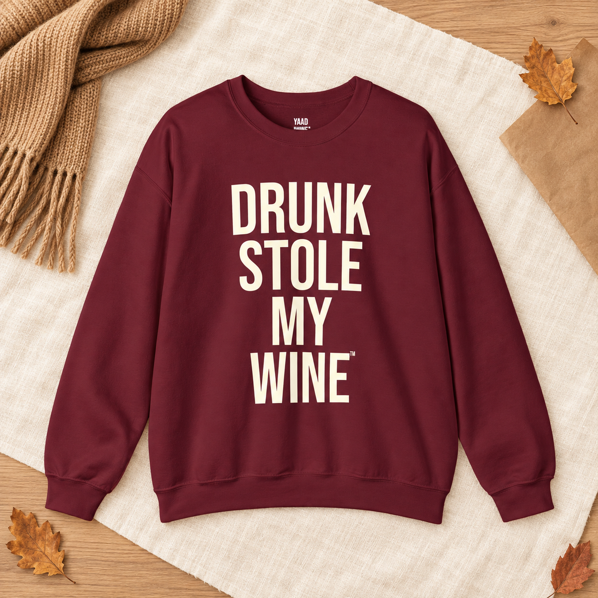 Sand Wise Crow sweatshirt in a warm autumn flat lay