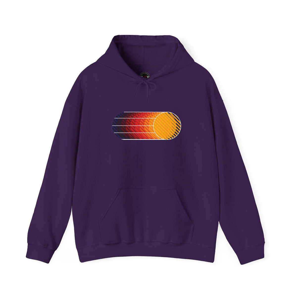 Purple Retro Sunset graphic pullover hoodie