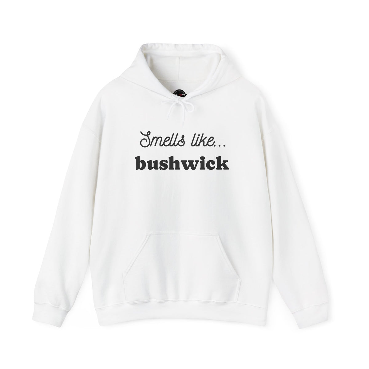 White Smells Like Bushwick graphic pullover hoodie