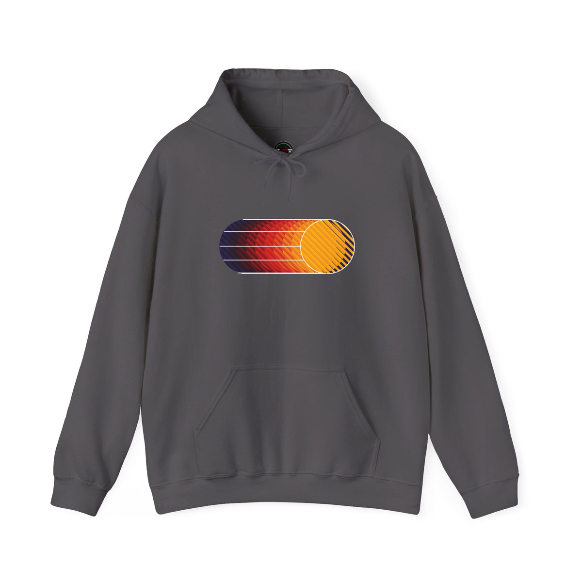 Charcoal Retro Sunset graphic pullover hoodie