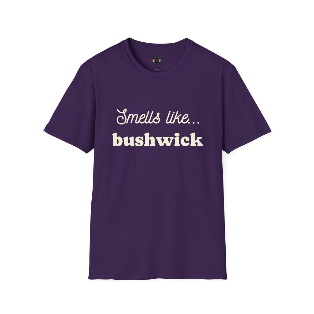Purple Smells Like Bushwick graphic T-shirt