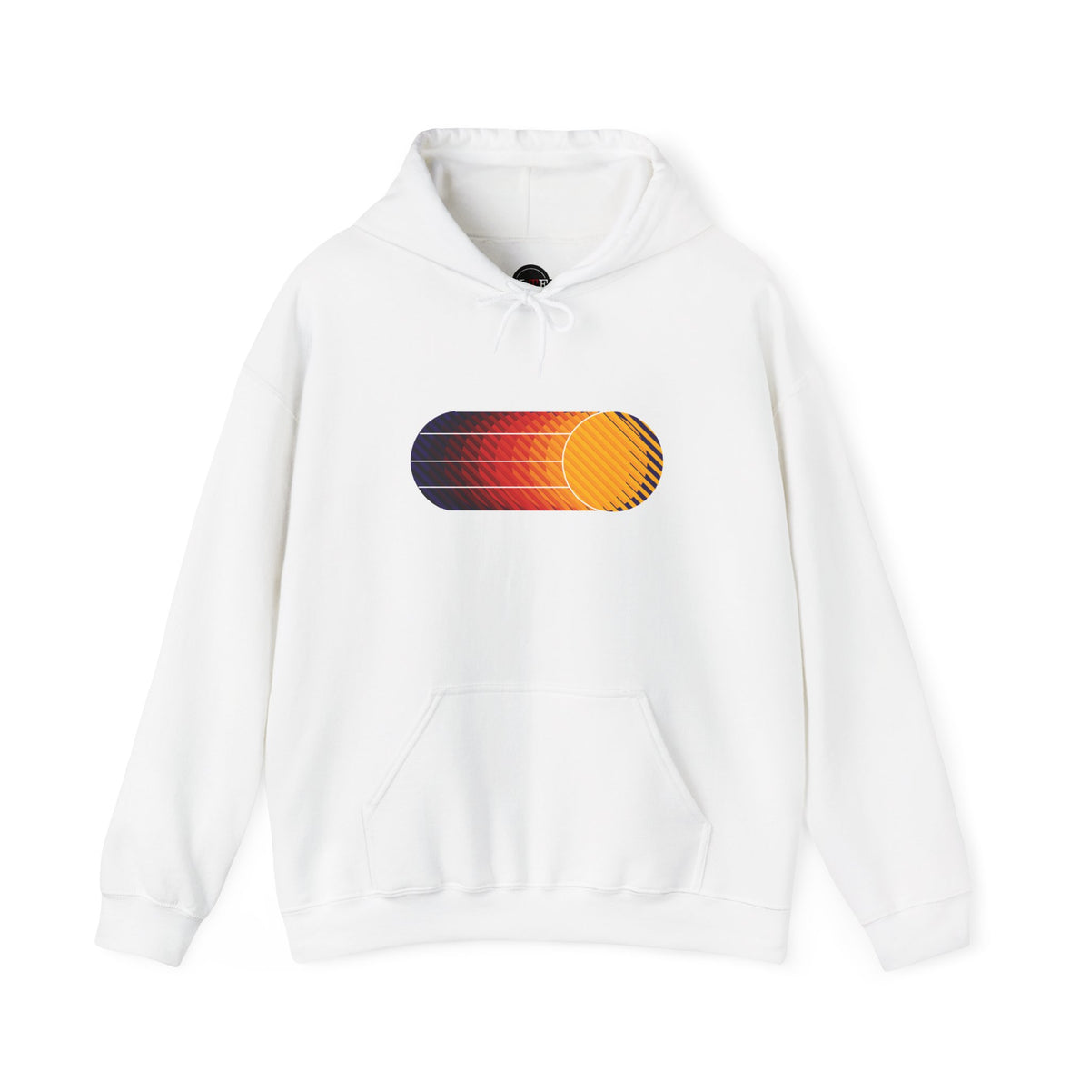 White Retro Sunset graphic pullover hoodie