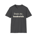 Dark Heather Smells Like Bushwick graphic T-shirt