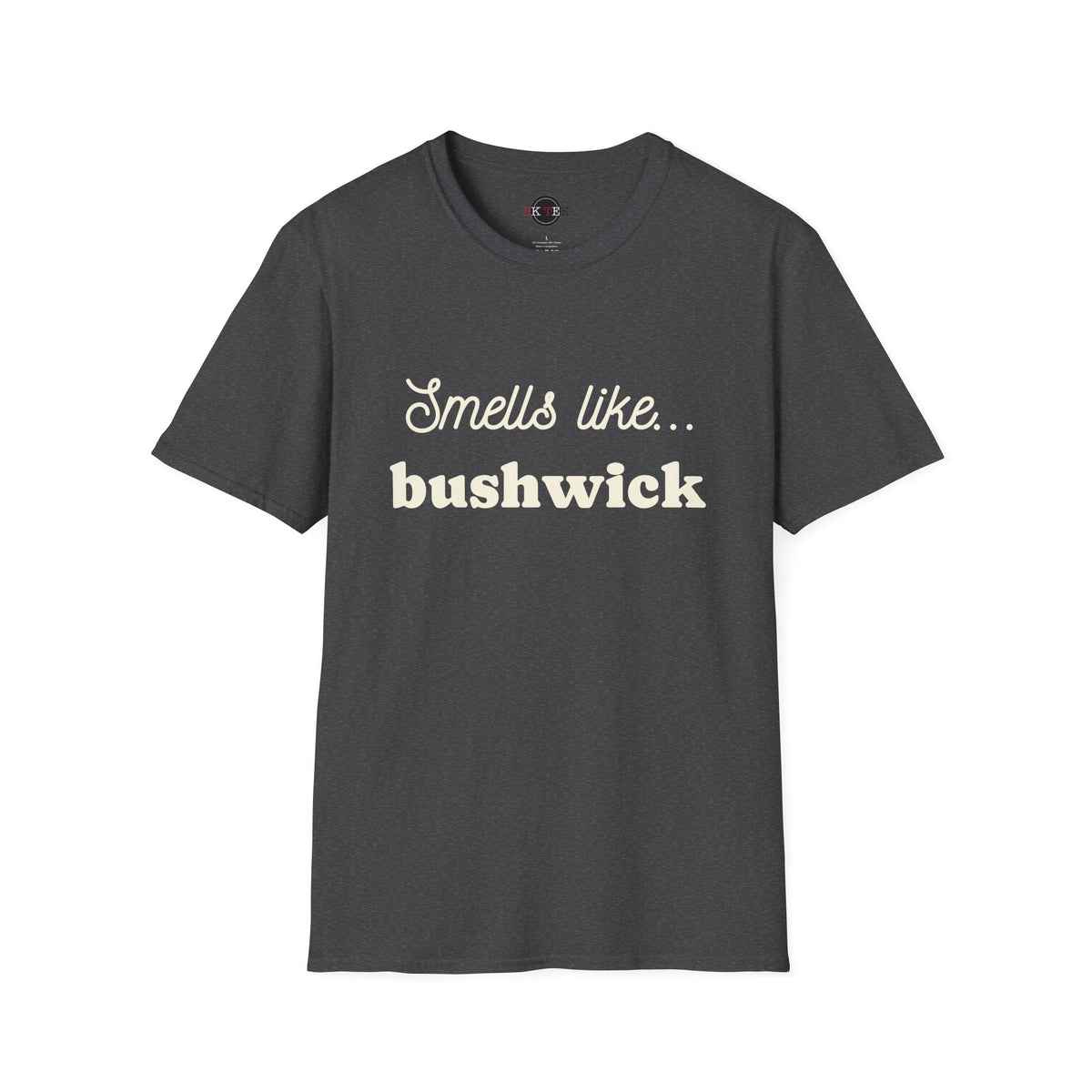 Dark Heather Smells Like Bushwick graphic T-shirt