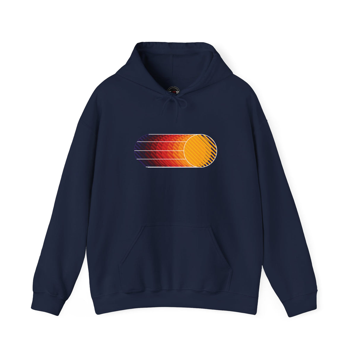 Navy Retro Sunset graphic pullover hoodie
