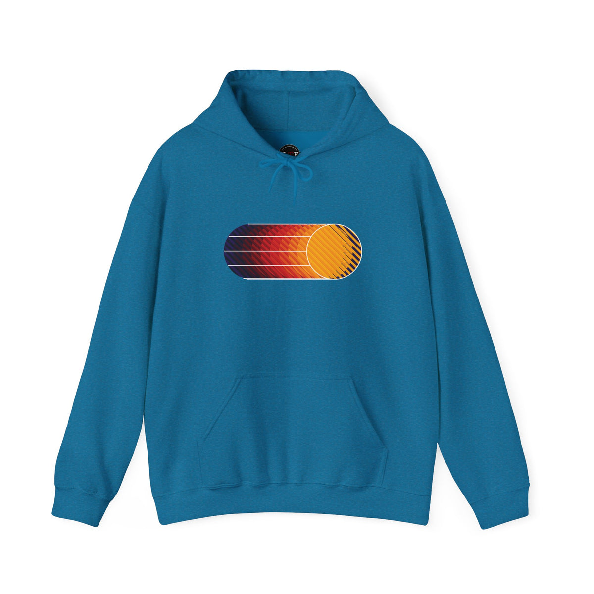 Antique Sapphire Retro Sunset graphic pullover hoodie