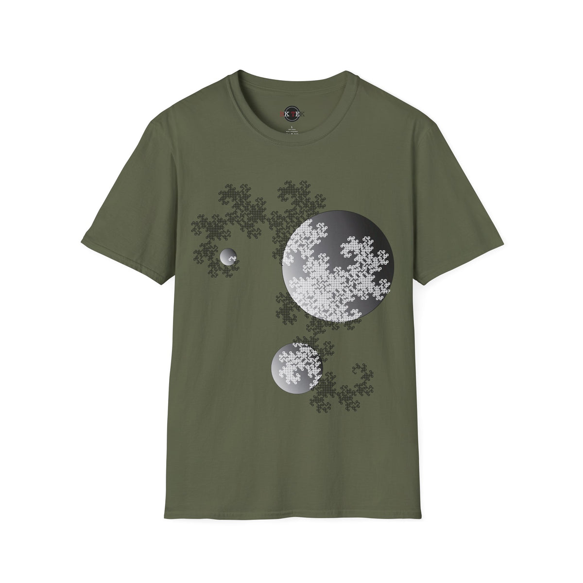 Dragon Curve Fractal Shirt in Military Green