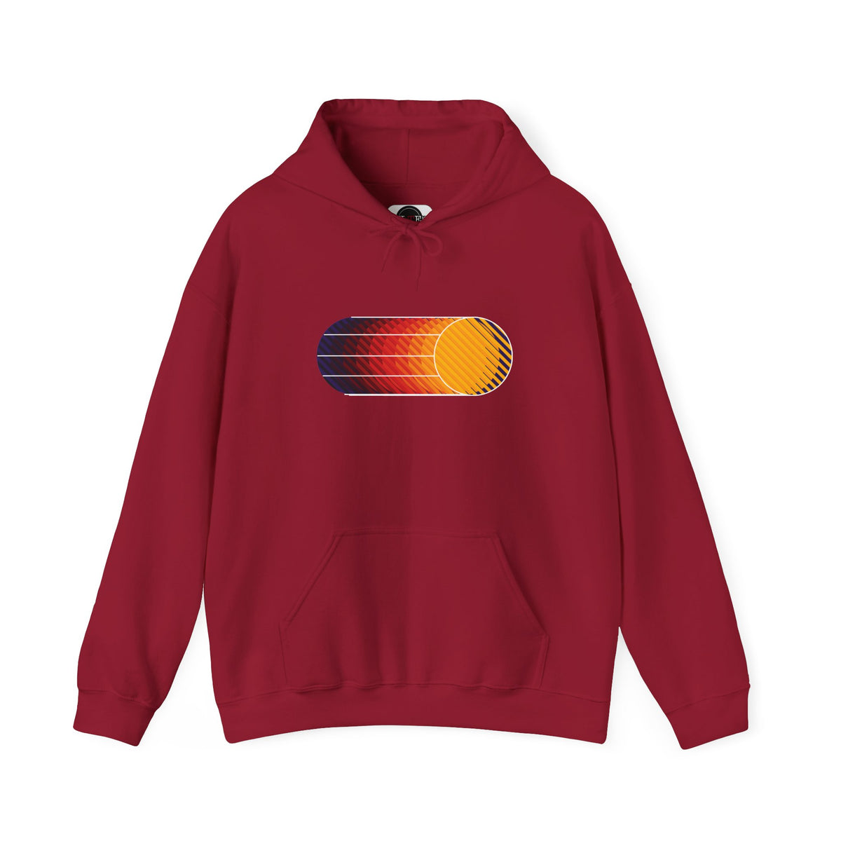 Cardinal Red Retro Sunset graphic pullover hoodie