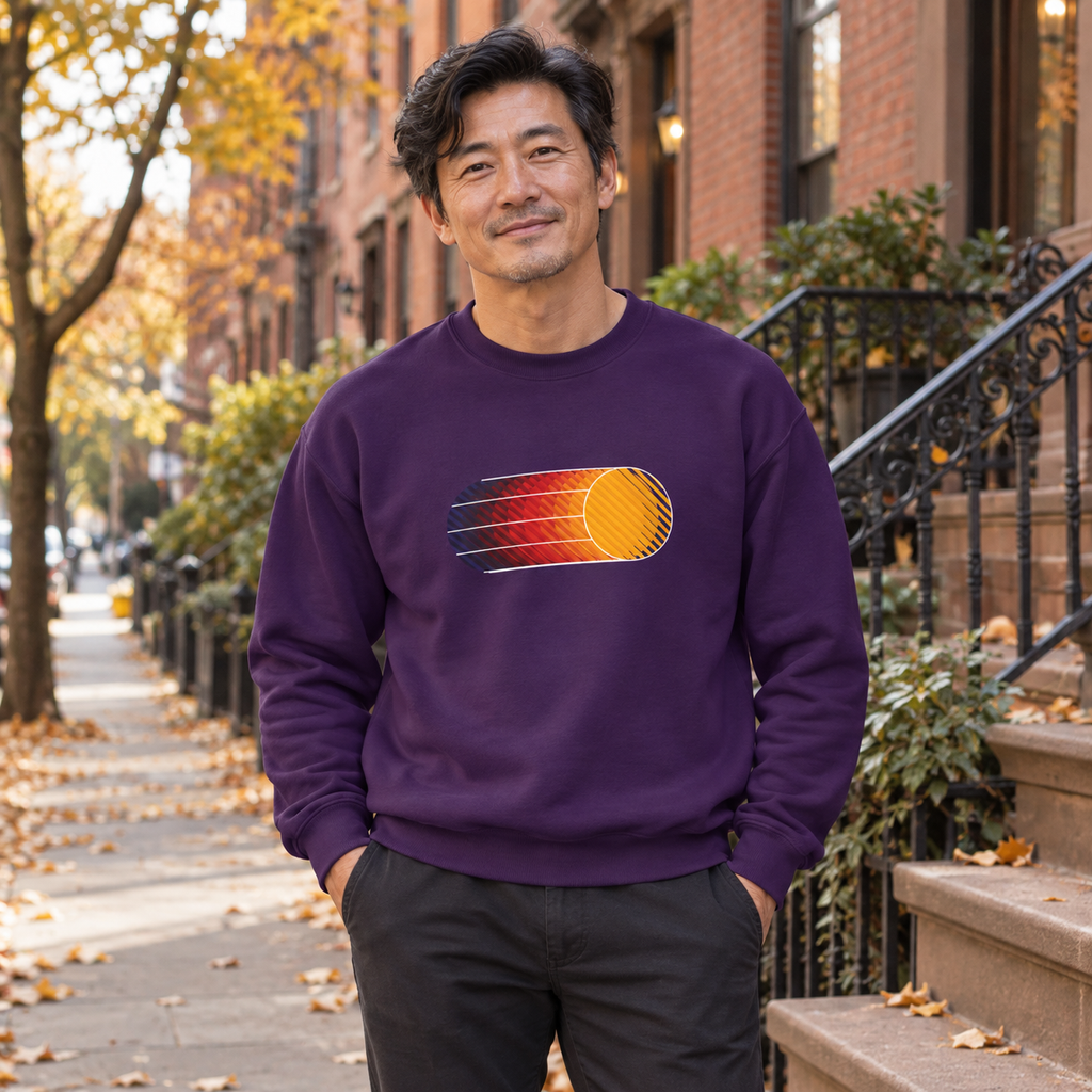 Retro Sunset Graphic Crewneck Sweatshirt | Minimal 80s Sun Design