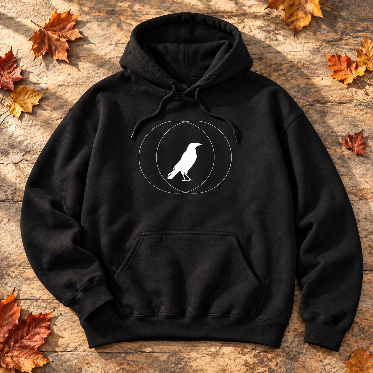 Wise Crow Hoodie | Minimal Crow Graphic Pullover