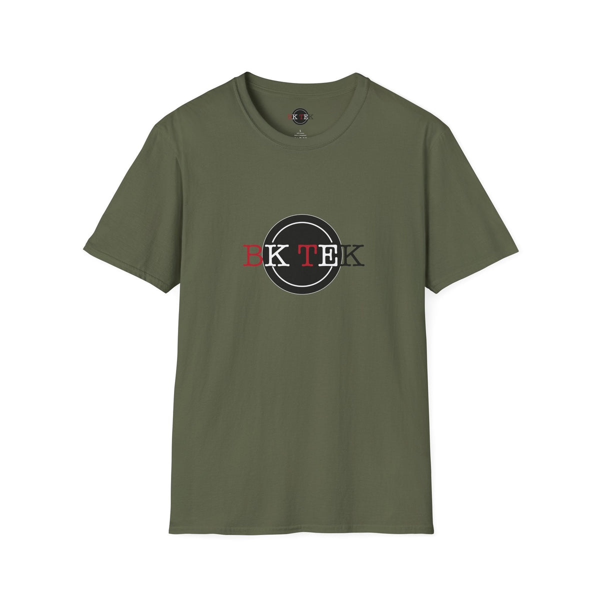 Military Green BkTek graphic shirt on a clean white background