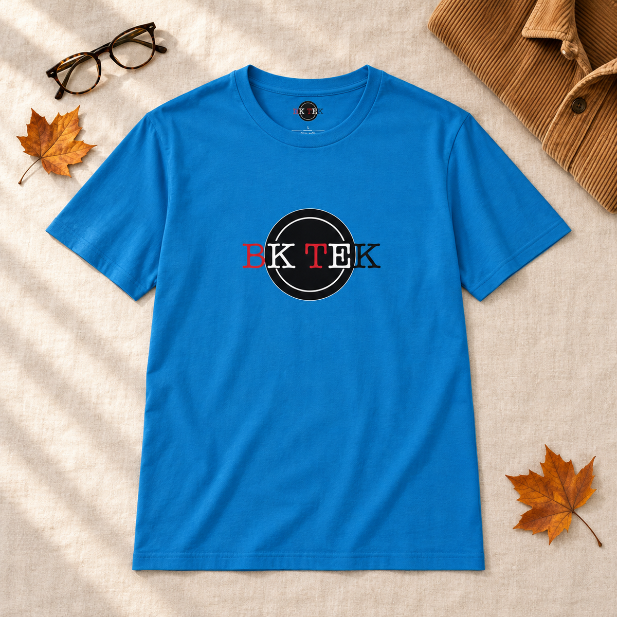 Sapphire BkTek graphic shirt in a warm autumn flat lay