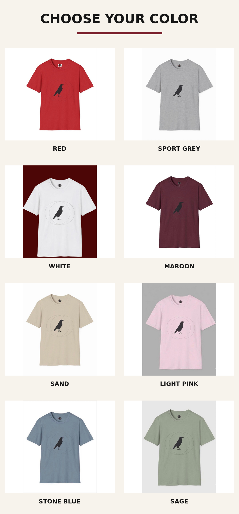 Wise Crow T-shirt available color overview