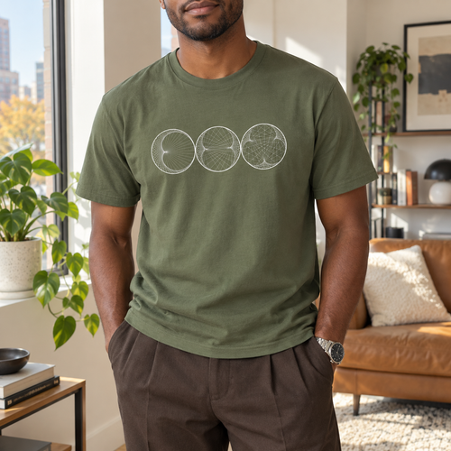 Military Green Cycloids shirt styled in a bright apartment