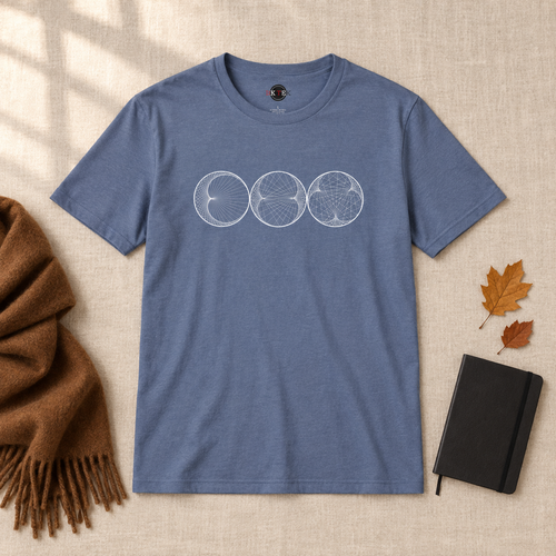 Heather Indigo Cycloids shirt in a warm autumn flat lay