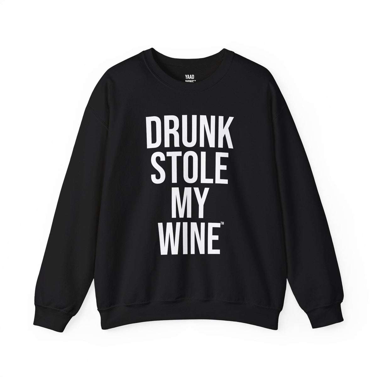Drunk Stole My Wine crewneck sweatshirt in Black