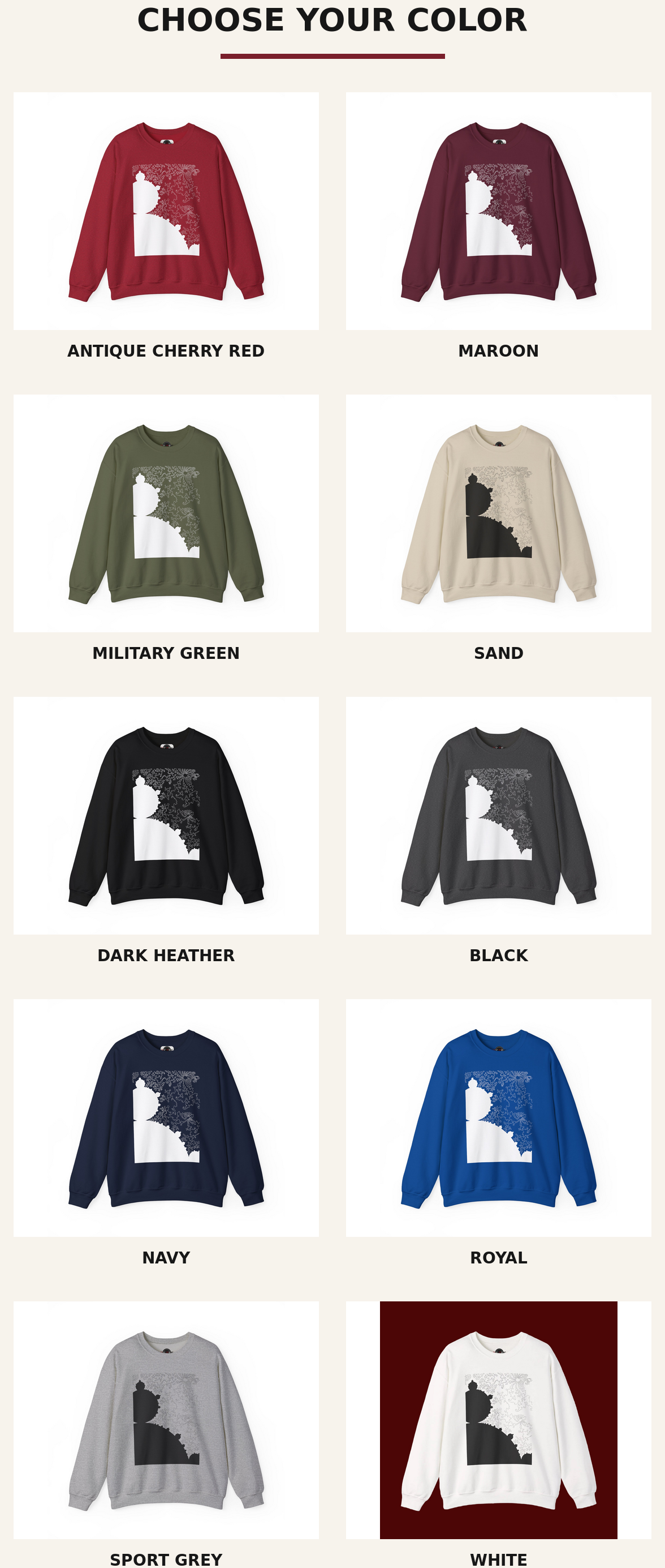 Mandelbrot fractal sweatshirt available color overview