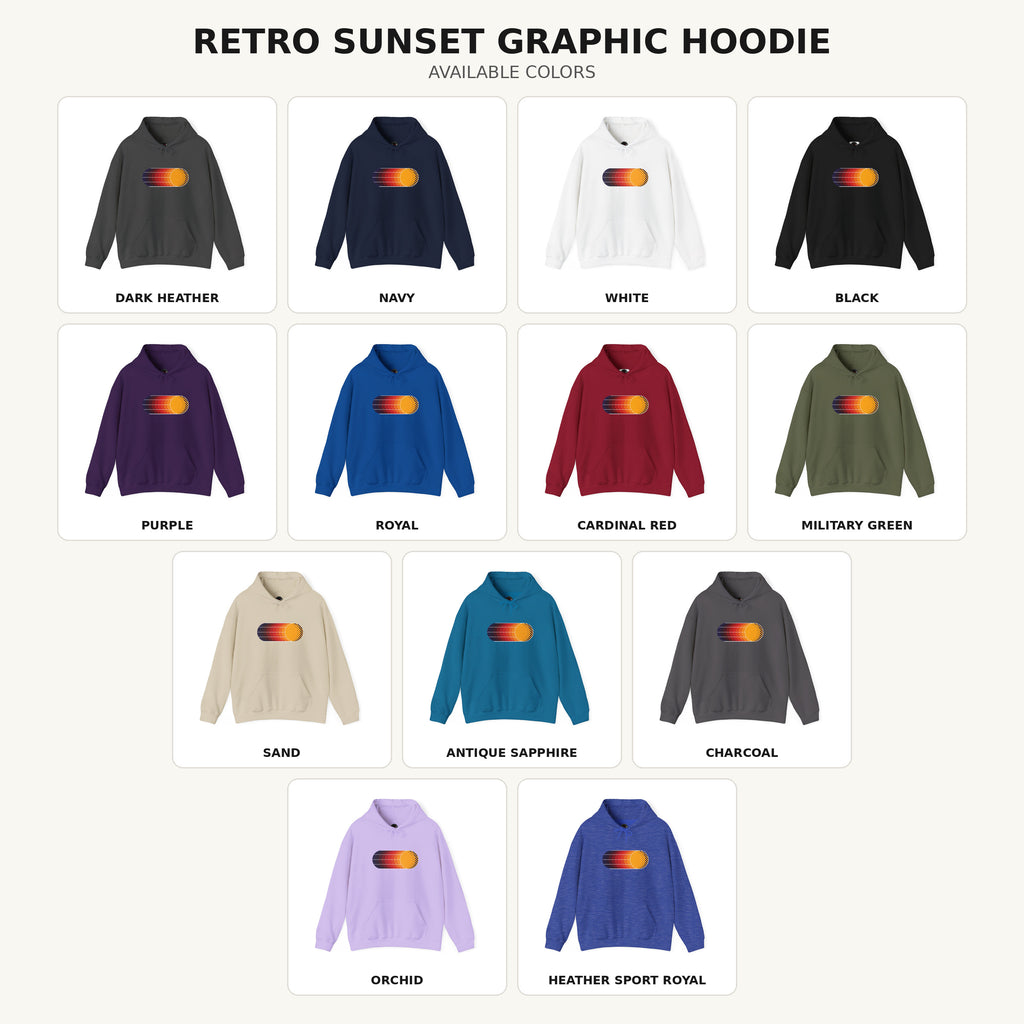 Retro Sunset Graphic Hoodie | Minimal 80s Sun Design