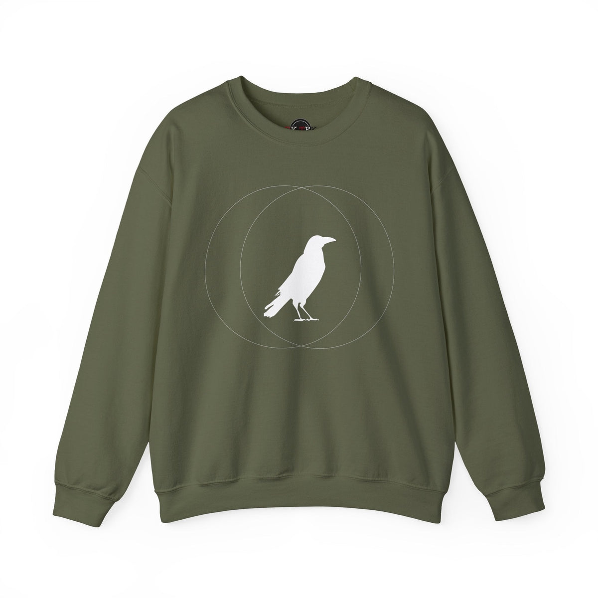 Military Green Wise Crow sweatshirt on a clean white background